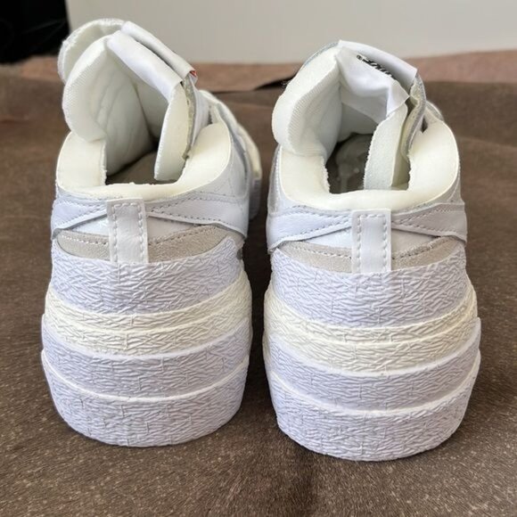 Sacai X Nike Blazer Low White Patent Two Tone Double Sneaker - Picture 7 of 15